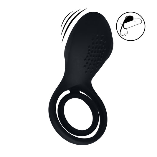 Anillo Vibrador Para Pene Y Testículos Con Estimulador Con Alas Negro