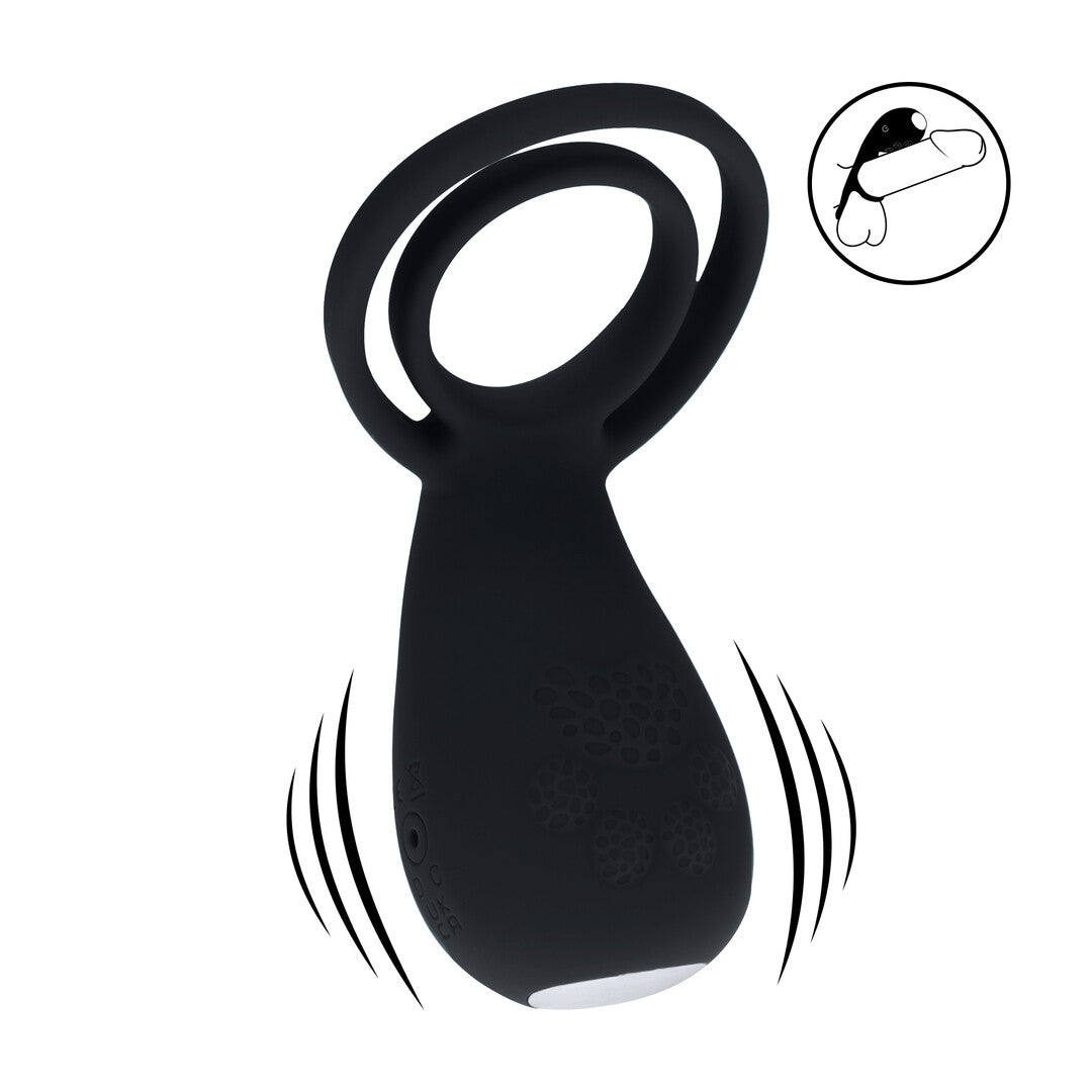 Anillo Vibrador Para Pene Y Testículos Con Estimulador De Patas Negro