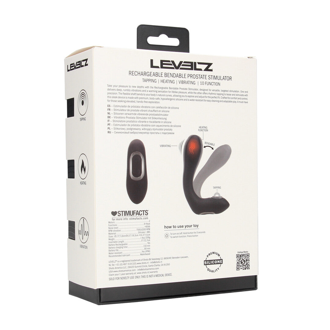 Estimulador Prostático Silicona Táctil Flexible Con Calor Y Vibración Negro