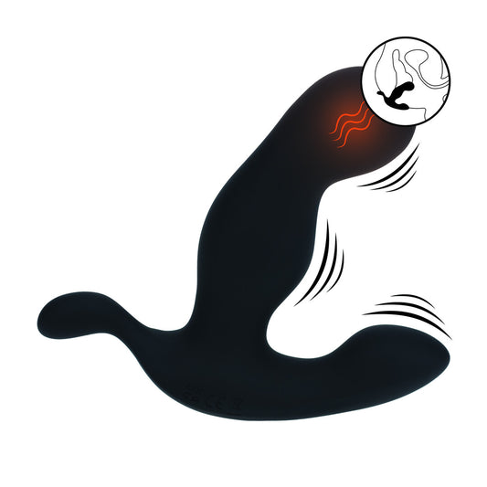 Estimulador Prostático De Silicona Calentador Y Vibrante Negro