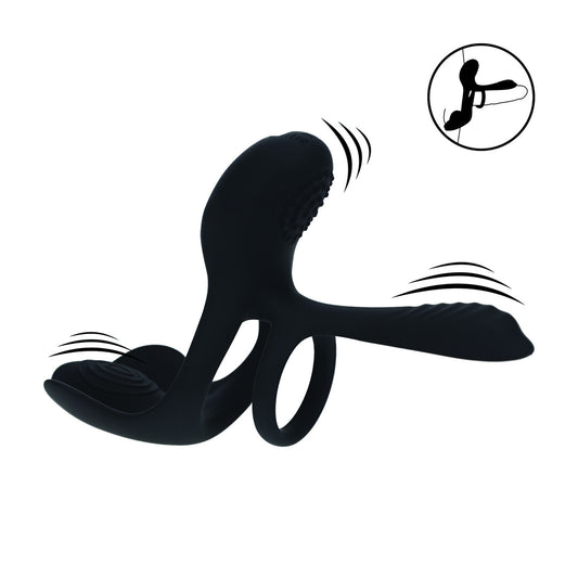 Anillo De Silicona Vibrante De Triple Motor Negro