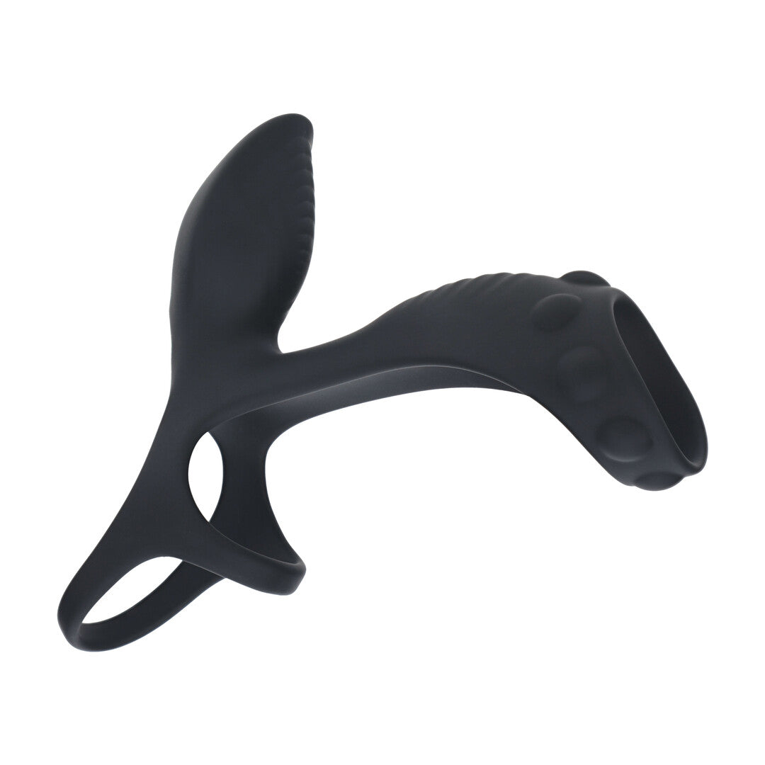 Anillo Vibrador De Silicona Para Pene Y Testículos Con Asa Negro