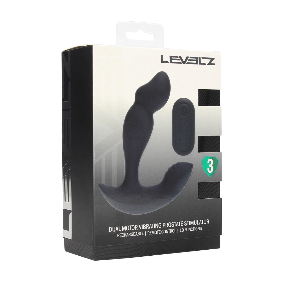 Estimulador Prostático De Silicona Líquida Vibrante De Doble Motor Con Control Remoto Negro