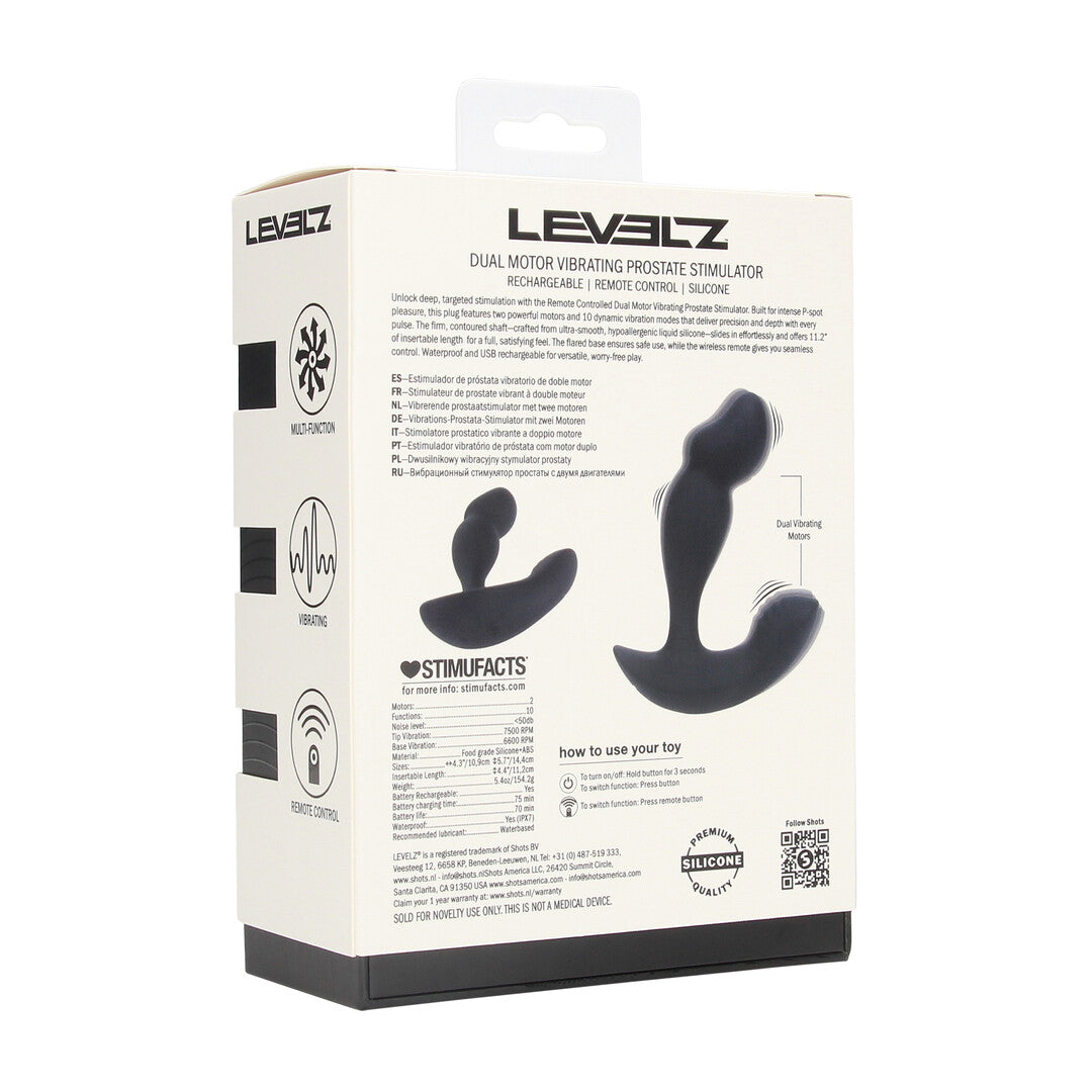 Estimulador Prostático De Silicona Líquida Vibrante De Doble Motor Con Control Remoto Negro