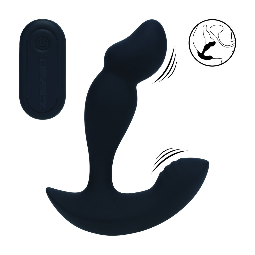 Estimulador Prostático De Silicona Líquida Vibrante De Doble Motor Con Control Remoto Negro