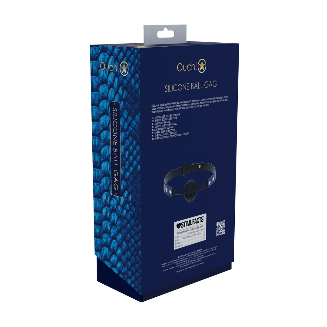 Ouch! Florence Collection Silicone Ball Gag Blue