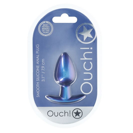 Ouch! Gladde Buttplug Blauw 8 Cm