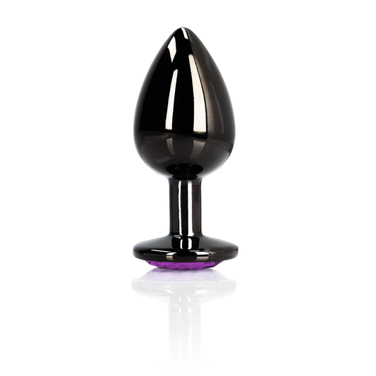 Heart Gem Butt Plug Small Gunmetal/amethyst Purple