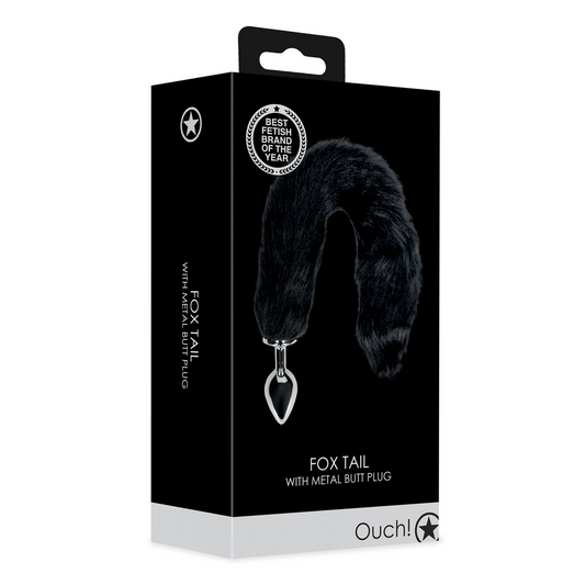 Ouch! Metalen Buttplug Met Lange Staart Zwart