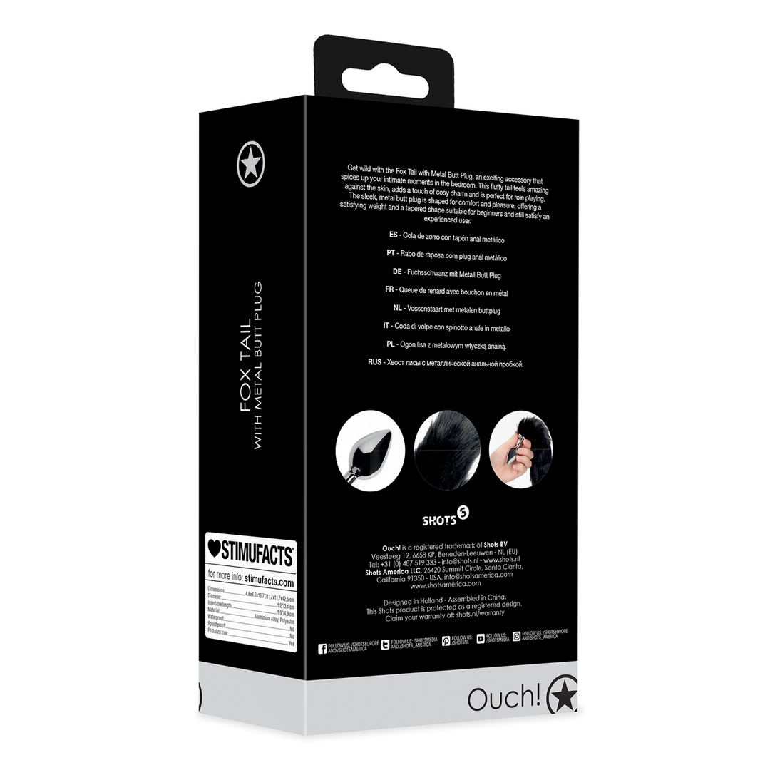 Ouch! Metalen Buttplug Met Lange Staart Zwart