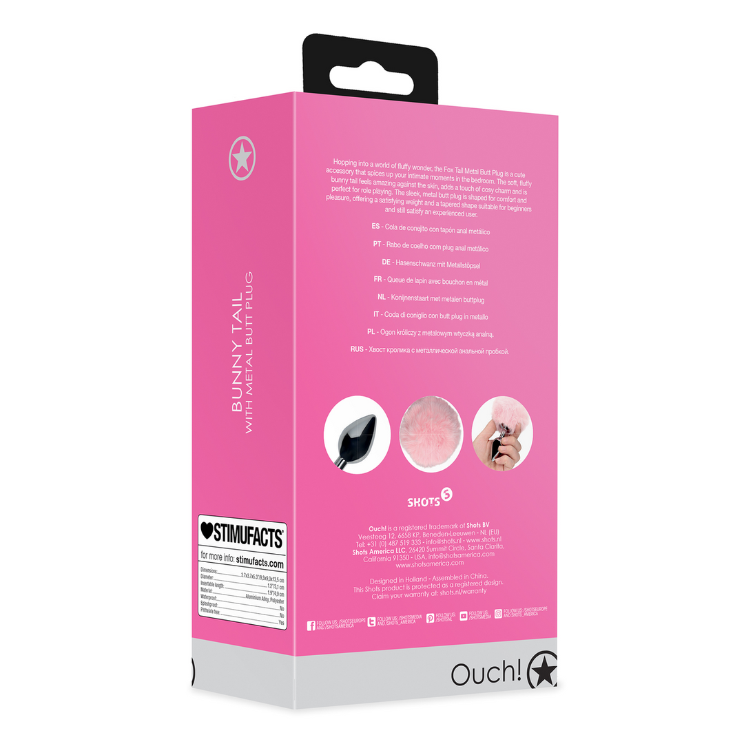 Bunny Tail With Metal Butt Plug Pink