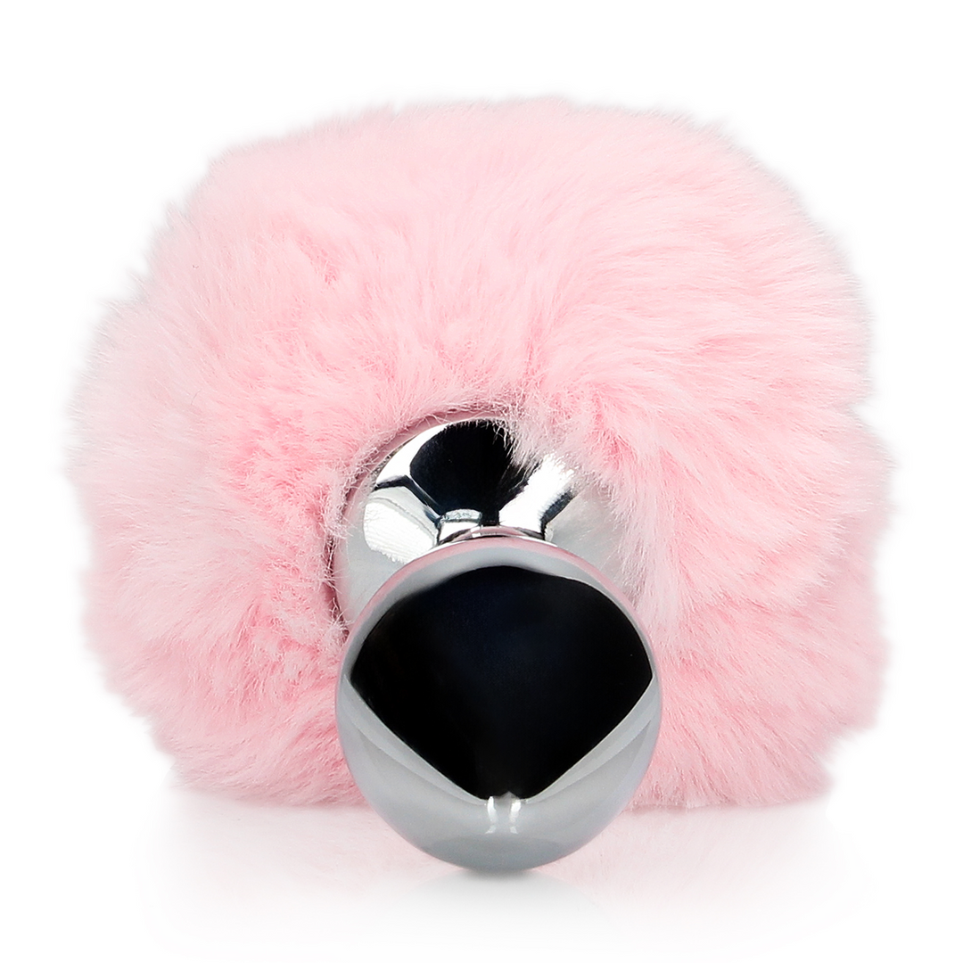 Bunny Tail With Metal Butt Plug Pink