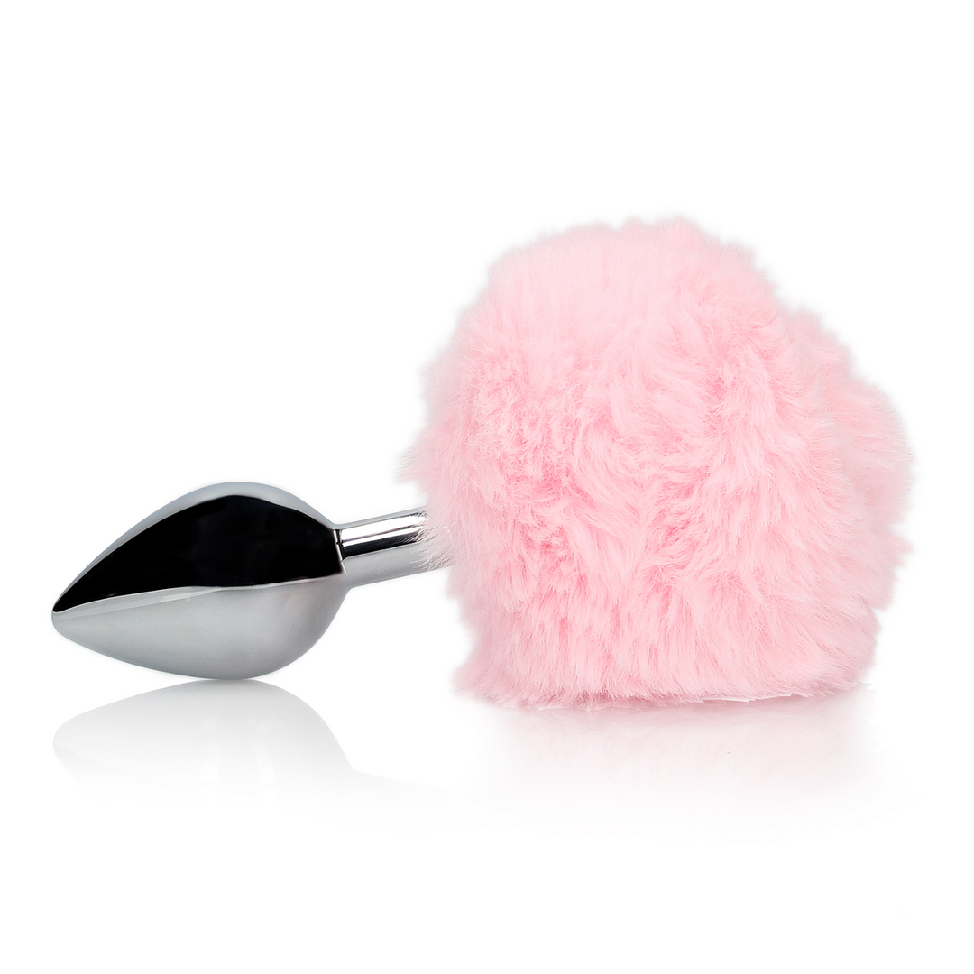 Bunny Tail With Metal Butt Plug Pink