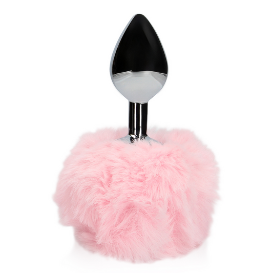 Bunny Tail With Metal Butt Plug Pink