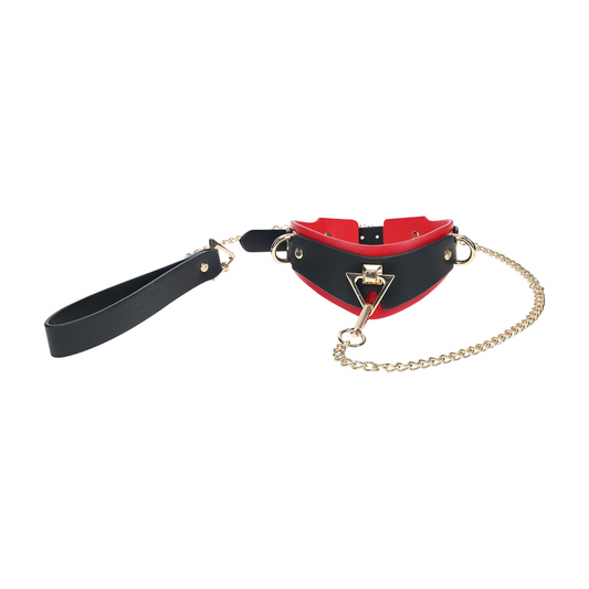 Ouch! Milan Collection Collar With Leash Black/red
