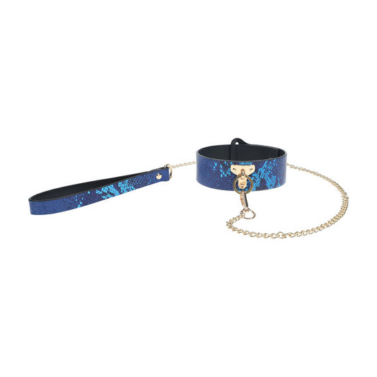 Ouch! Florence Collection Collar With Leash Blue