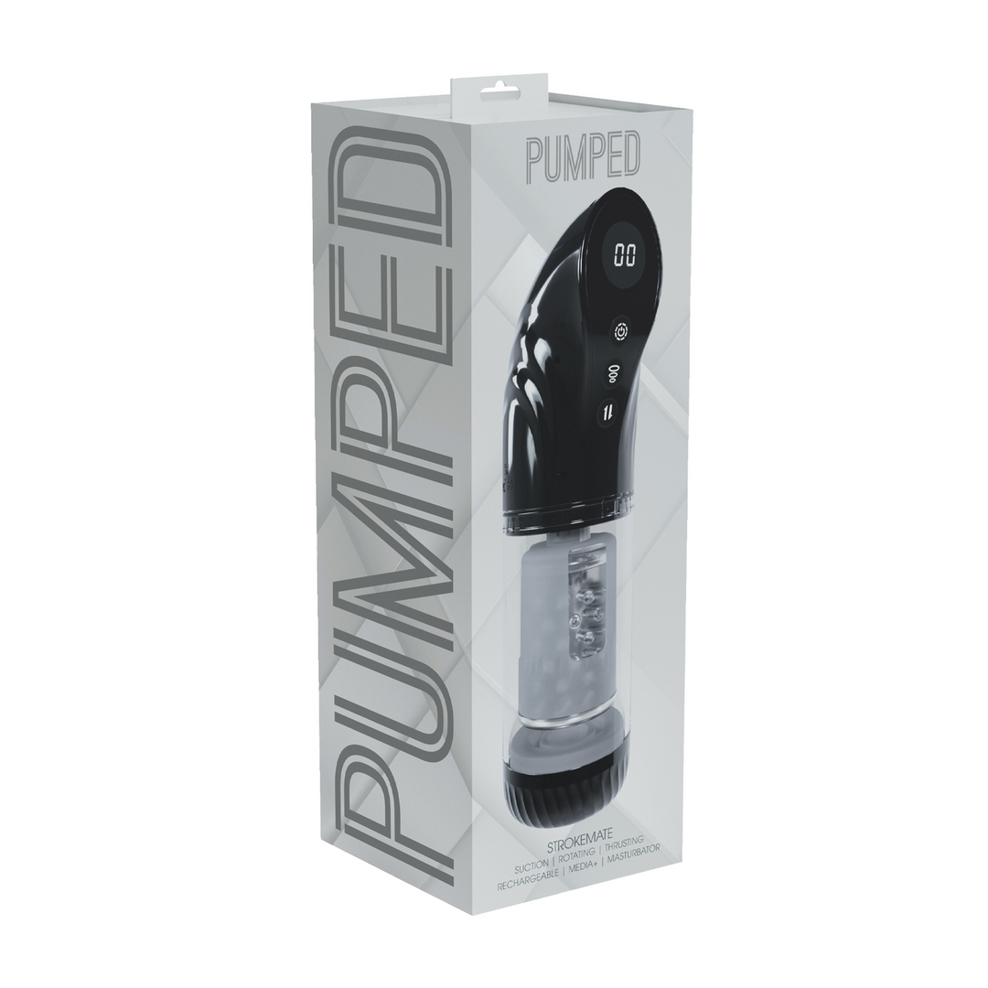 Pumped Strokemate Suction Rotation And Thrusting Masturbator Pump Black
