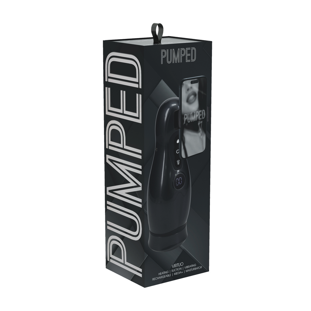 Pumped Virtuo Suction And Vibration Masturbator Pump With Phone Attachment Gun Metal