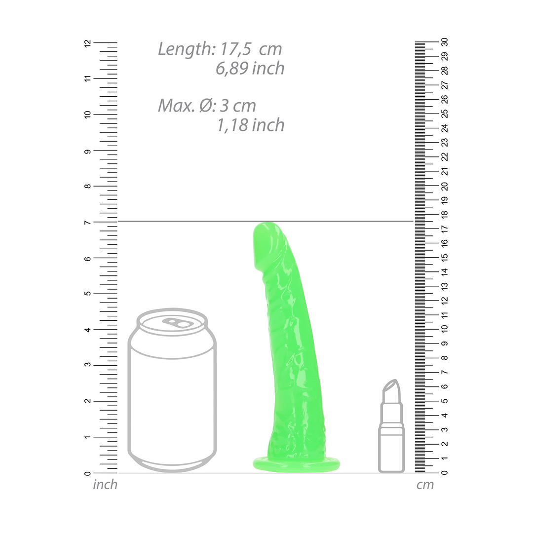 Realrock Slim Realistic Dildo With Suction Cup Glow In The Dark 6'' / 15,5 Cm