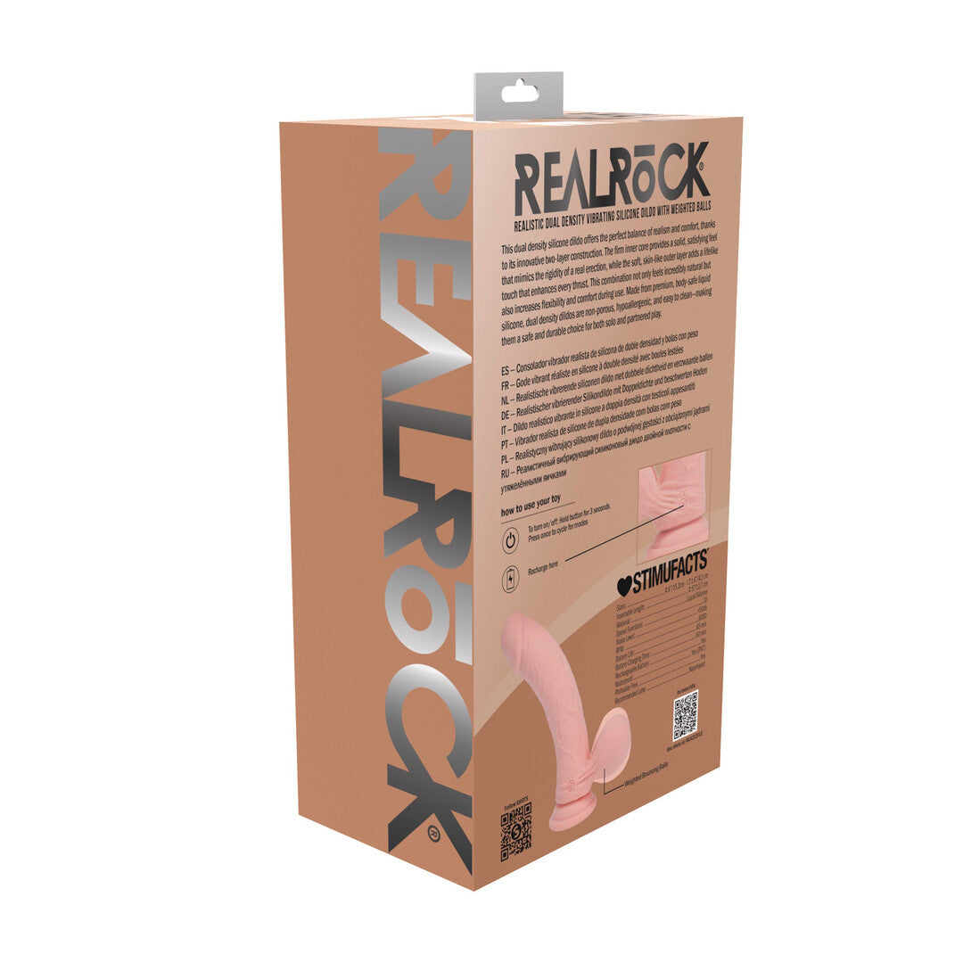 RealRock Dual Density Rechargeable Liquid Silicone Vibrator Curved With Weighted Balls 6 / 15 Cm Flesh