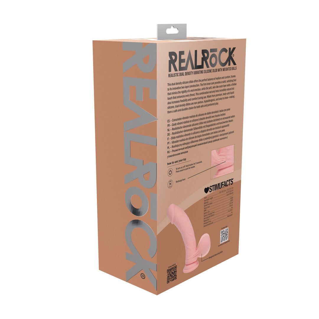 RealRock Dual Density Rechargeable Liquid Silicone Vibrator Curved With Weighted Balls 8 / 20 Cm Flesh