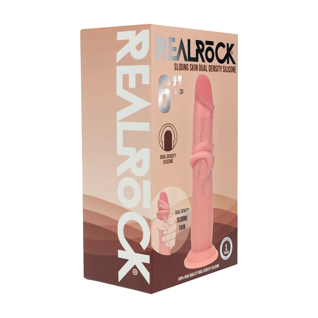 RealRock Dual Density Silicone Realistic Sliding Skin Dildo 6 / 15,5 Cm Flesh