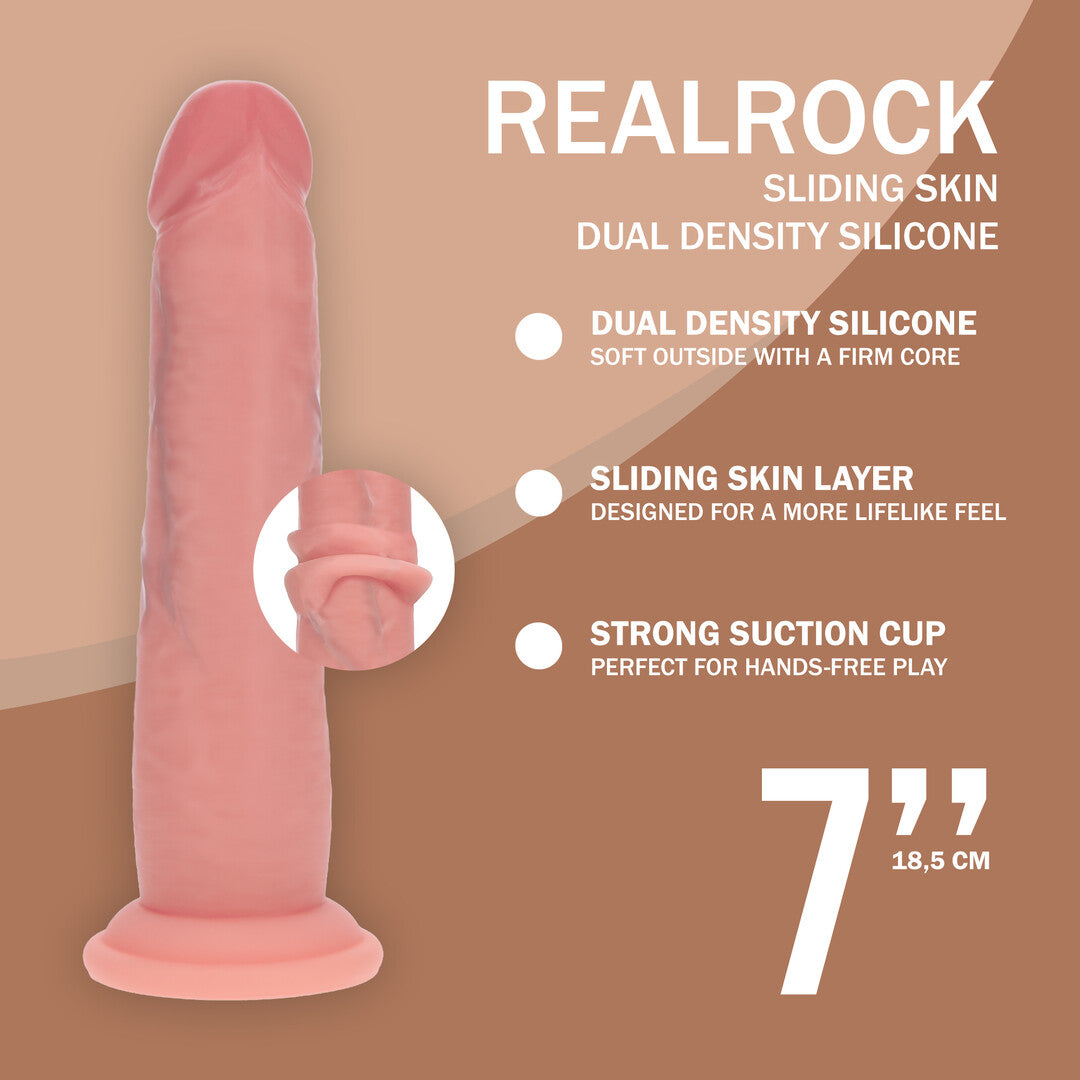 RealRock Dual Density Silicone Realistic Sliding Skin Dildo 7 / 18,5 Cm Flesh