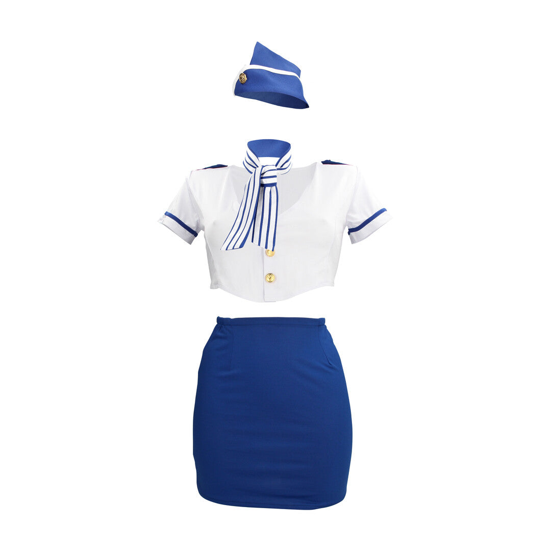 Stewardess Costume S/m Blue/white