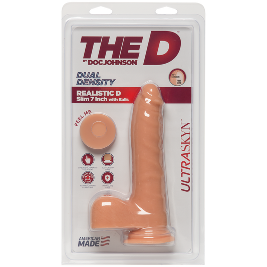 D Slim Realistic Ultraskyn Dildo With Balls 7 / 18 Cm White