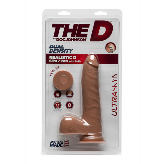 D Slim Realistic Ultraskyn Dildo With Balls 7 / 18 Cm Brown