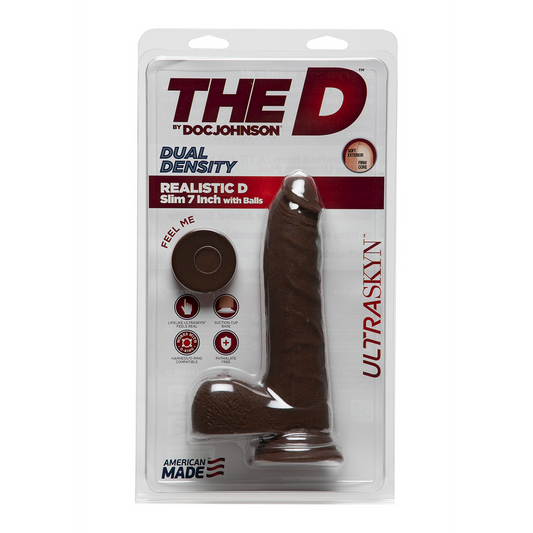 D Slim Realistic Ultraskyn Dildo With Balls 7 / 18 Cm Black
