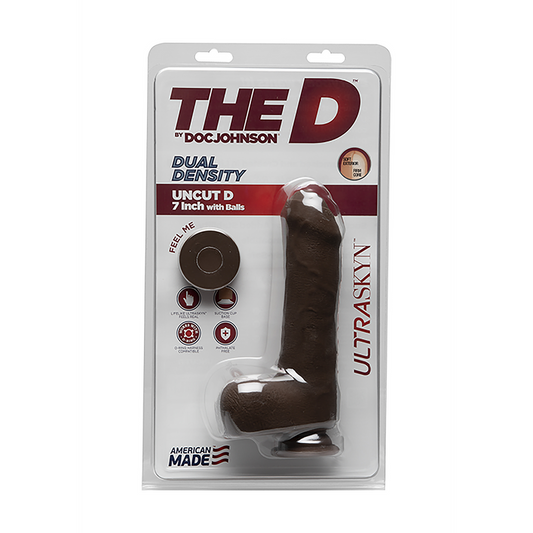 Uncut D Realistic Ultraskyn Dildo With Balls 7 / 18 Cm Black