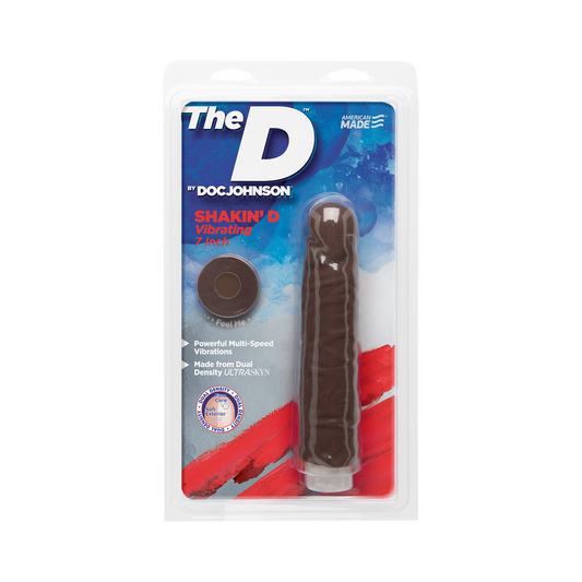 Shakin' D Vibrating Realistic Ultraskyn Dildo 7 / 18 Cm Chocolate