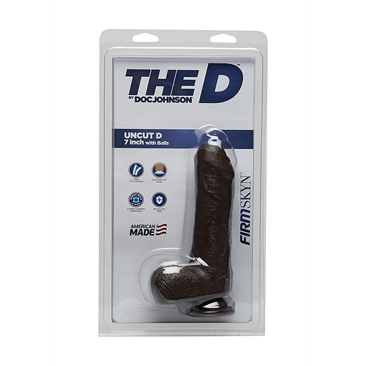 Uncut D Realistic Firmskyn Dildo With Balls 7 / 18 Cm Black