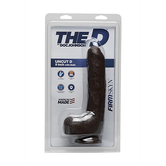 Uncut D Realistic Firmskyn Dildo With Balls 9 / 22 Cm Black