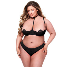 Afbeelding in Gallery-weergave laden, Baci 2pc Sexy Quarter Cup Bra &amp; G-string Set Black Queen
