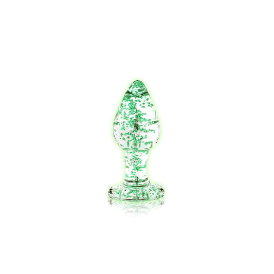 Ouch! Glow in the Dark Glazen Butt Plug - Medium